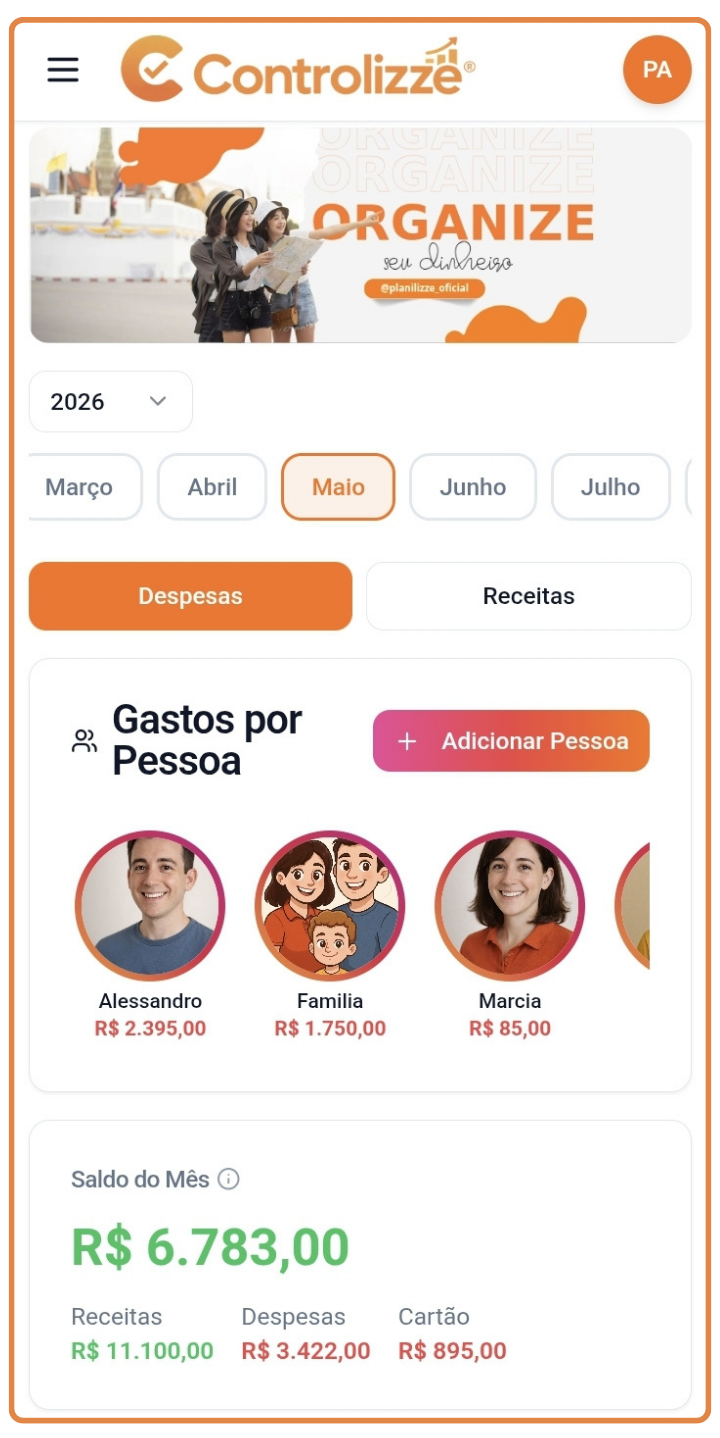 Tela do app