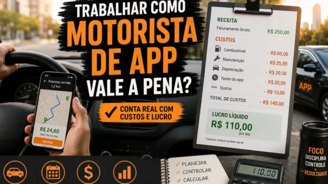 Trabalhar como Motorista de App Vale a Pena? Conta Real com Custos e Lucro